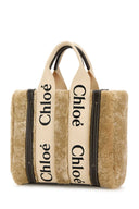 Bolso shopper pequeño Woody de piel de oveja beige Chloe