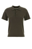 Extreme Cashmere Army Green Stretch Cashmere Blend Salamander Polo Shirt