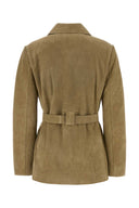 Giacca in pelle scamosciata color kaki di Tory Burch