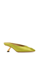 Salvatore Ferragamo Acid Green Satin Safi Mules