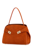 Salvatore Ferragamo Orange Suede Medium Hug Soft Shoulder Bag