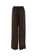Salvatore Ferragamo Dark Brown Satin Palazzo Pant