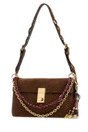 Prada Brown Suede Small Prada Soft Sound Shoulder Bag
