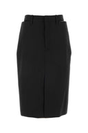 Jil Sander Falda de lana negra