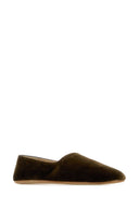 The Row Dark Green Velvet Ponti Ballerinas