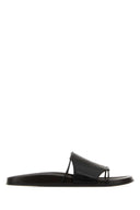 The Row Black Leather Vivienne Slippers