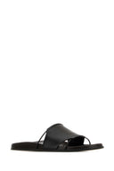 The Row Black Leather Vivienne Slippers