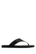 The Row Black Leather Dune Thong Slippers
