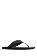The Row Black Leather Dune Thong Slippers