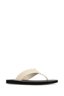 The Row Ivory Leather Dune Thong Slippers