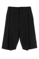 The Row Black Wool Sayed Bermuda Shorts
