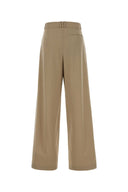 The Row Cappuccino Wool Wide Leg Dende Pant