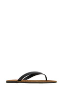The Row Black Leather Beach Thong Slippers
