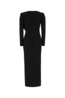 Alessandra Rich Black Cady Long Dress