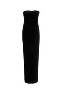 Alessandra Rich Black Stretch Velvet Dress