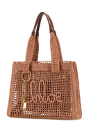 Chloe Antiqued Pink Raffia East West Summer Banana Shopping Bag