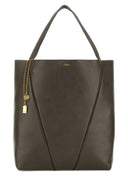 Chloe Dark Grey Leather Large Spin Shopping Bag