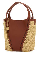Chloe Two Tone Leather And Raffia Bucket Bag