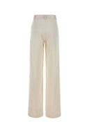 The Andamane Ivory Satin Nathalie Palazzo Pant