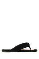 Carven Black Satin Thong Slippers