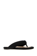 Carven Black Satin Thong Slippers