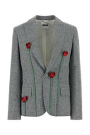 Blazer Moschino in Misto Seta Grigio Melange