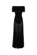 Norma Kamali Black Jersey And Tulle Dress