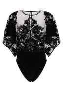 Norma Kamali Body de encaje negro