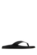 Stuart Weitzman Black Leather Thong Slippers