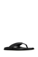 Stuart Weitzman Black Leather Thong Slippers
