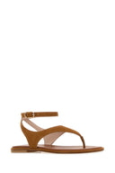 Stuart Weitzman Camel Suede Marley Thong Sandals