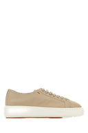 Santoni Beige Leather Clean Sneakers