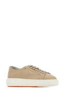 Santoni Beige Leather Clean Sneakers