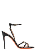 Santoni Black Leather Virna Sandals