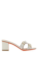 Santoni Chalk Leather Didi Mules