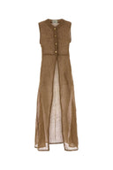 Le Kasha Biscuit Linen Biba Cardigan