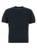 Canali Dark Blue Cotton Blend Sweater