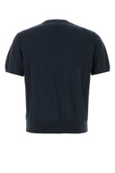 Canali Dark Blue Cotton Blend Sweater