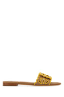 Fendi Camel Leather Baguette Slippers