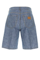 Fendi Light Blue Chambray Bermuda Shorts