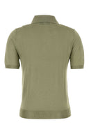 Fendi Sage Green Stretch Viscose Blend Polo Shirt
