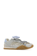 Fendi Light Blue Suede And Fabric Fendi Wave Sneakers
