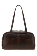 Prada Dark Brown Leather Large Prada Carry Shoulder Bag