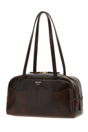 Prada Dark Brown Leather Large Prada Carry Shoulder Bag