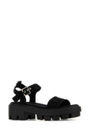 Prada Black Canvas Sandals