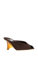 Jimmy Choo Dark Brown Suede Glace Mules