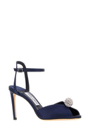 Jimmy Choo Sandali Sacora 85 in raso blu scuro