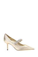 Jimmy Choo Gold Fabric Bing Pumps