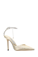 Décolleté Saeda 100 in tessuto dorato Jimmy Choo