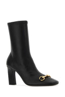Gucci Black Leather Signora Ankle Boots